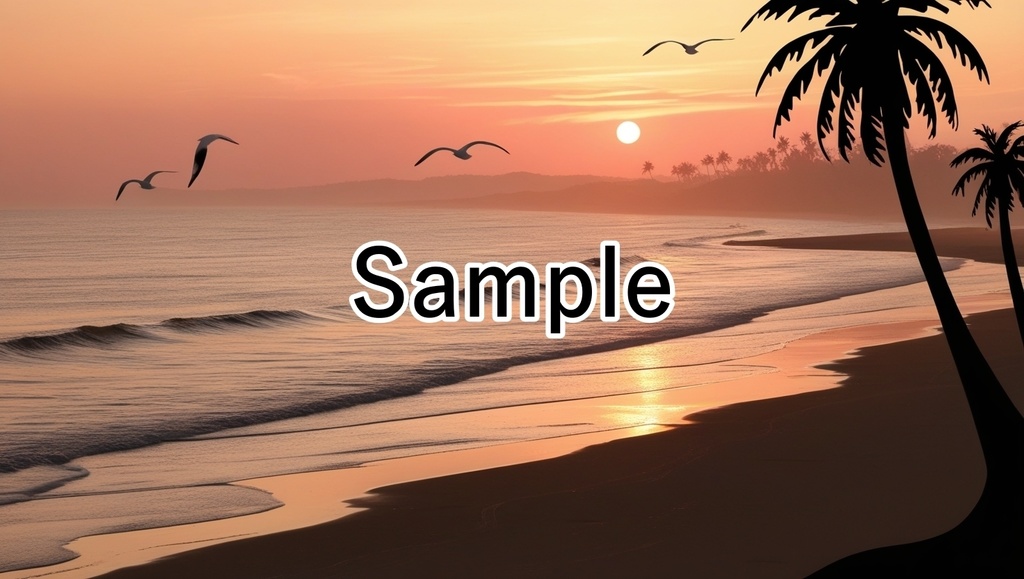 夕暮れの海辺背景セット