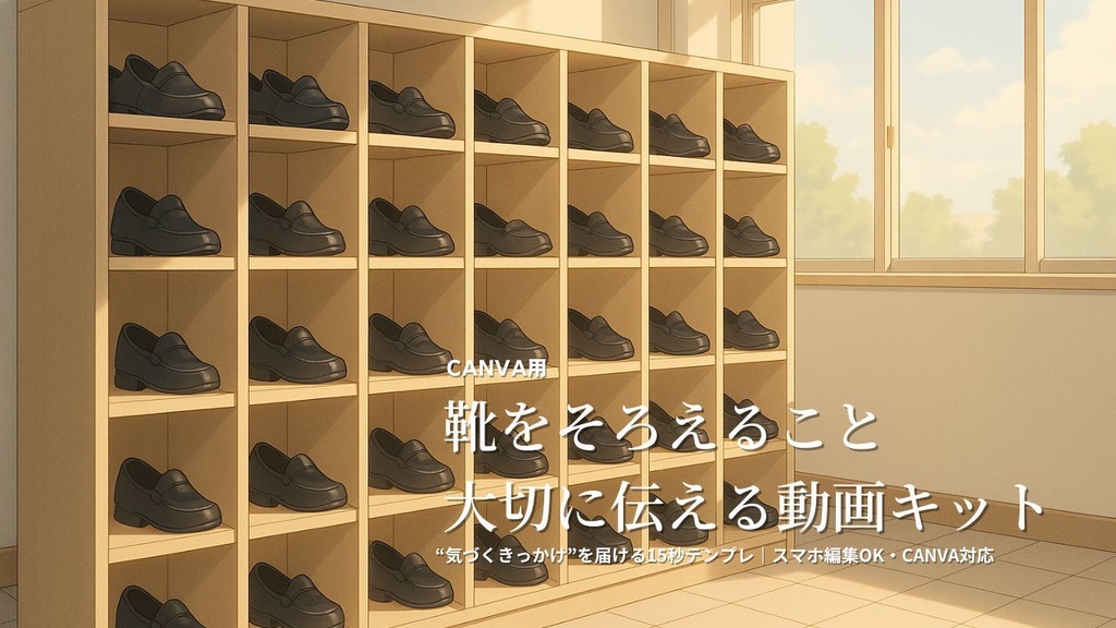 【生徒向け】靴をそろえることを伝える先生の動画テンプレ｜HR・掲示用に最適（Canva対応）