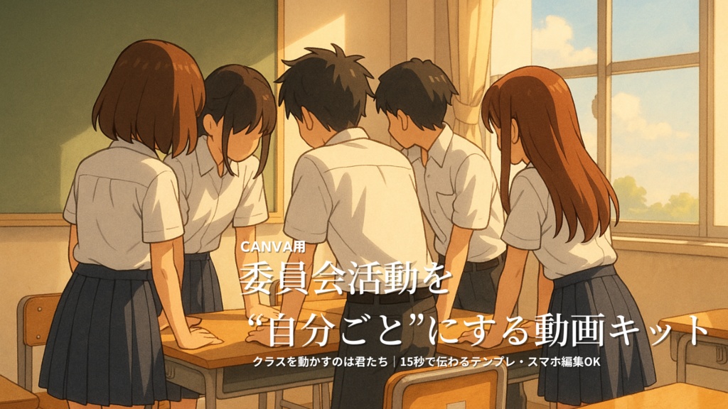 【クラス運営向け】委員会を伝える動画テンプレ｜Canva対応・スマホ編集OK・15秒で届く