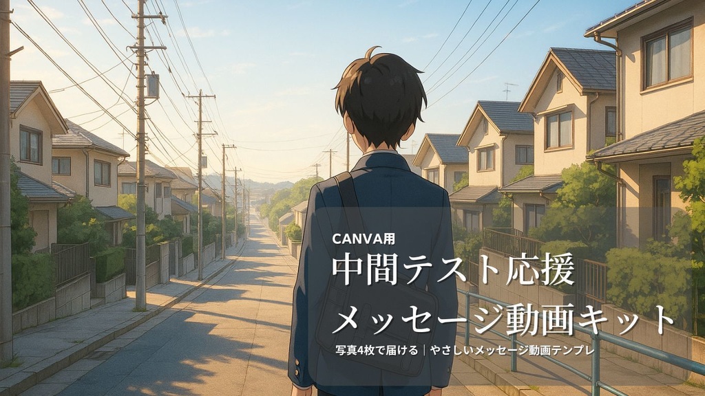 【先生向け】中間テスト応援メッセージ動画キット|Canva対応・スマホ編集OK・写真4枚でつくれる15秒テンプレ