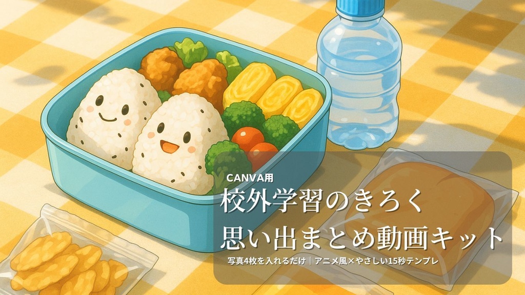 【保護者向け】校外学習のきろく|思い出まとめ動画キット|Canva対応・スマホ編集OK・写真4枚・15秒
