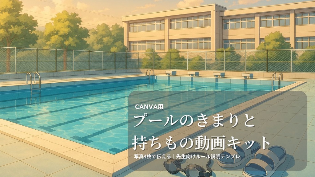 【先生向け】プールのきまりと持ちもの動画キット|Canva対応・写真4枚・15秒テンプレ・スマホ編集OK
