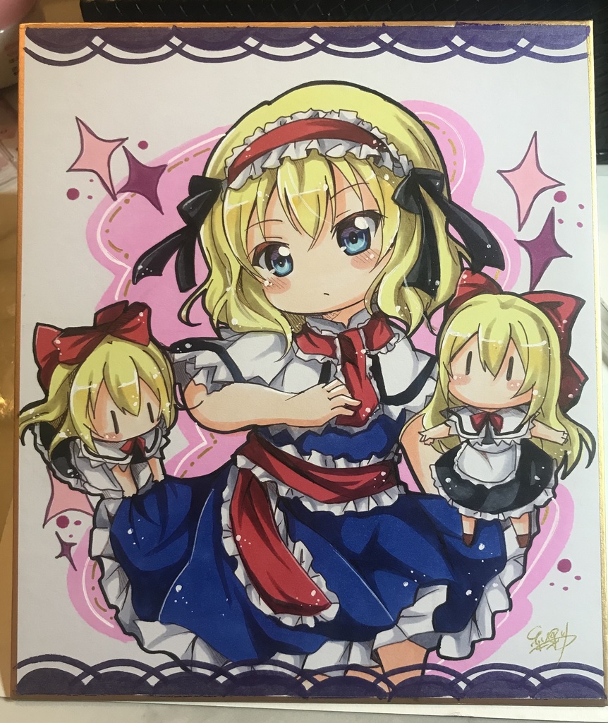 東方Project さみしく アリス・マーガトロイド 手描きイラスト色紙