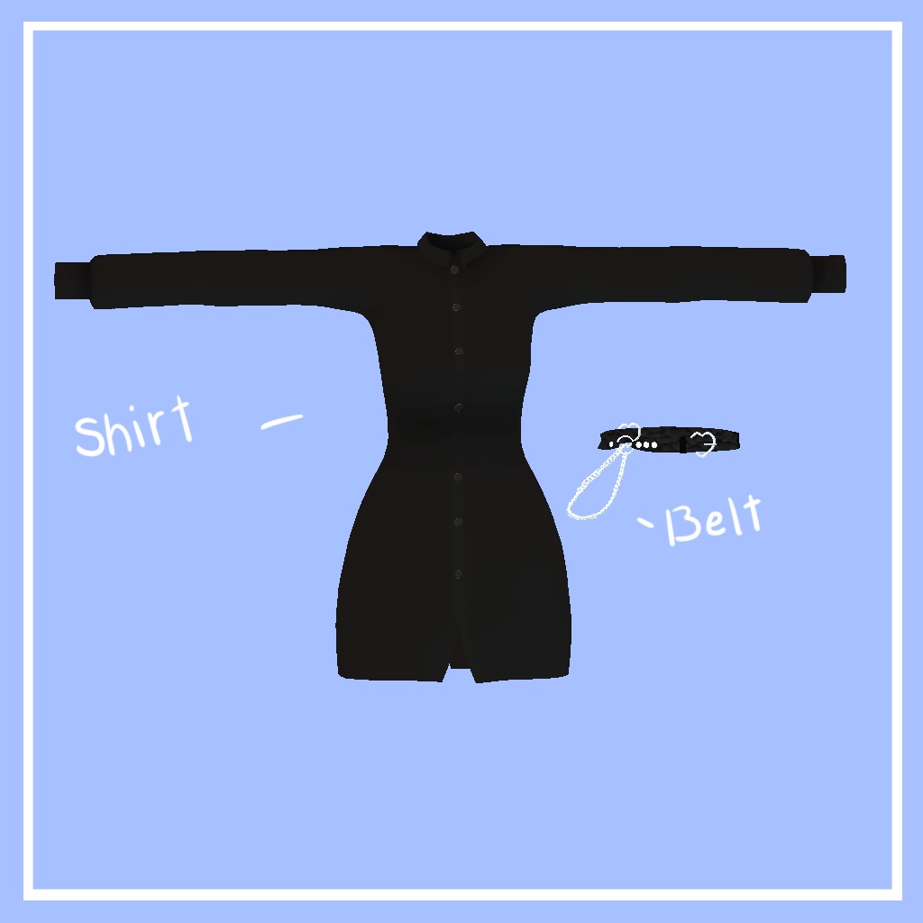 「ウルフェリア、ここあ」 (Wolferia, Kokoa) 専用【3D衣装モデル】Belt shirt