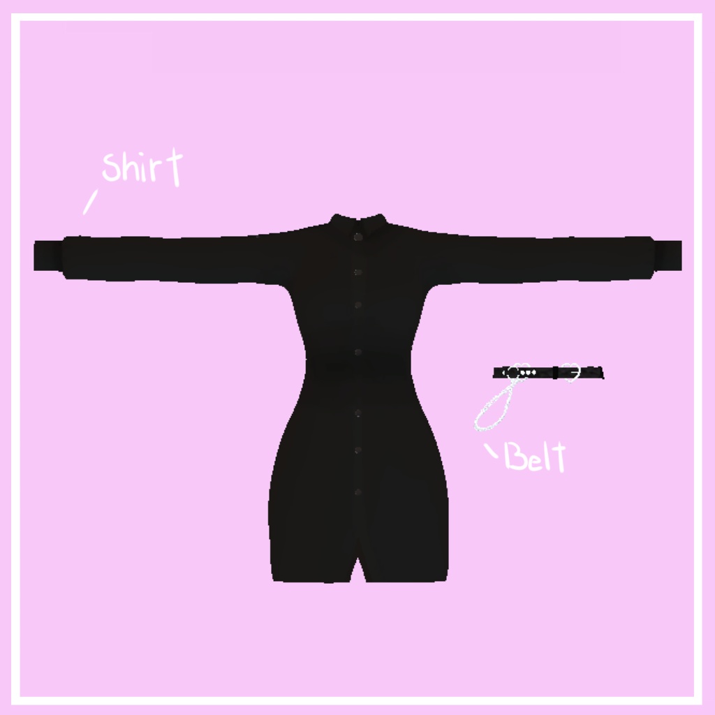 「透羽, スウ」 (Sue) 専用【3D衣装モデル】Belt shirt