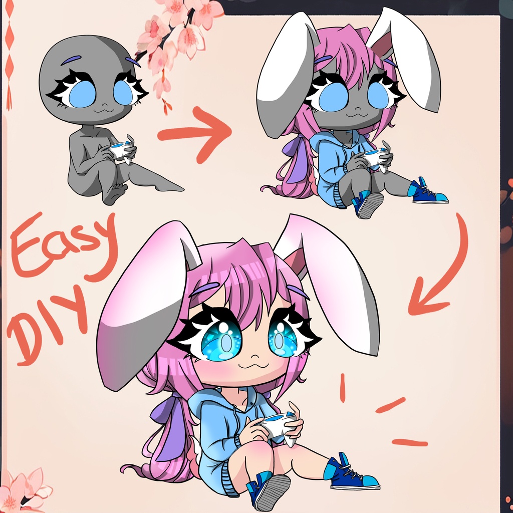 FREE | Chibi PNGTuber Model | DIY/YCH PNG-TUBER BASE | Vtuber Model | PNGTuber Twitch | Vtuber Assets | PNGTuber Base | Twitch, YouTube | OBS-Overlay