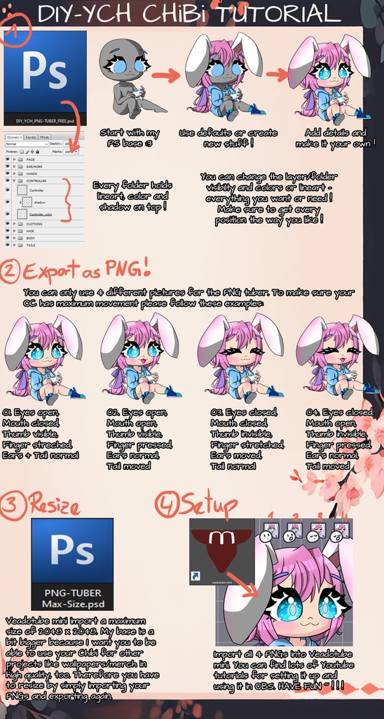 FREE | Chibi PNGTuber Model | DIY/YCH PNG-TUBER BASE | Vtuber Model | PNGTuber Twitch | Vtuber Assets | PNGTuber Base | Twitch, YouTube | OBS-Overlay