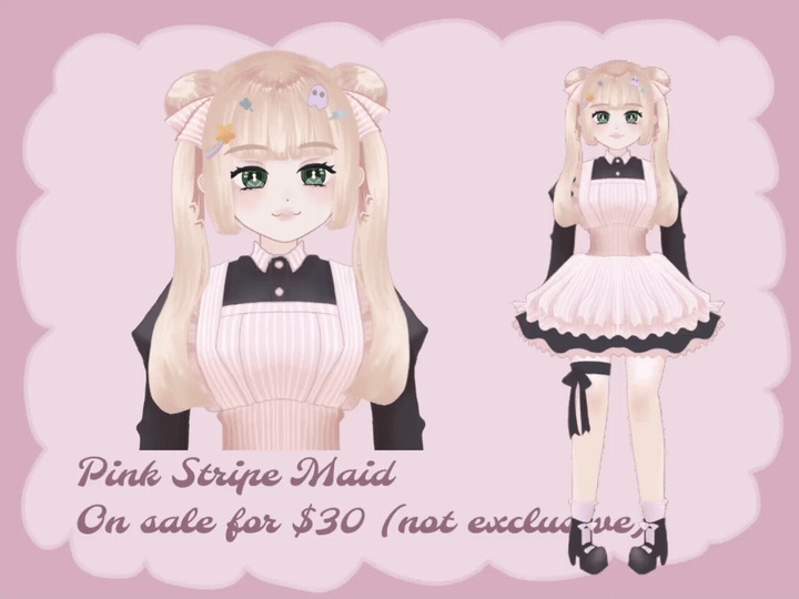 【Live2D Model】Pink Stripe Maid