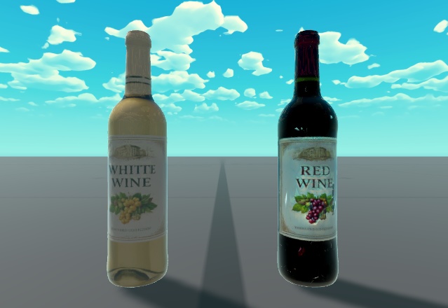 ワインボトルセット(赤・白)3Dモデル