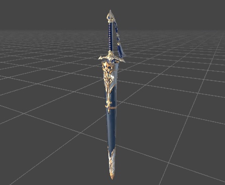 蒼銀の武装セット|長剣・鞘・短剣・盾・展示台 3Dモデル