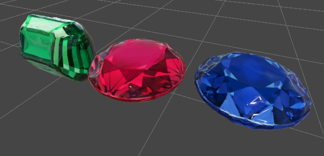 【3D素材】ファンタジー宝石セット Ruby / Sapphire / Emerald【Unity・VRChat向け】