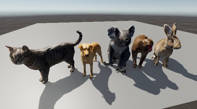 【URP・VRChat対応】動物の置物 5種セット|犬・猫・コアラ・サル・うさぎ3Dモデル