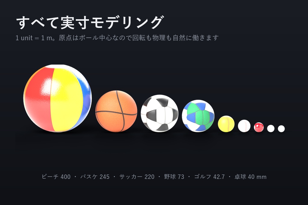 スポーツボール 20種 35個セット【VRChat / Unity3Dモデル・ピックアップ設定済み】