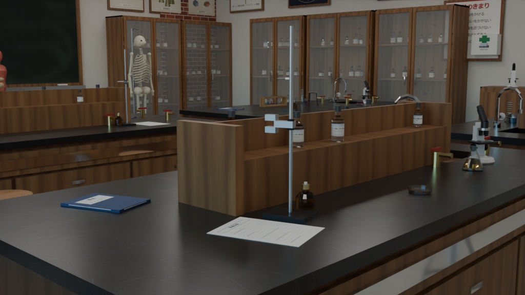 理科室・理科棟 3Dアセットパック【建物まるごと・器具74種】【Unity6/URP・VRChat対応】