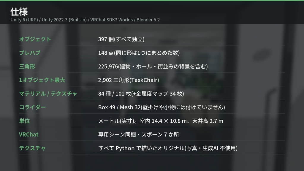 【VRChat・Unity対応】オフィス3Dアセットパック|執務室・会議室・ラウンジ・キッチン一式【プレハブ148点】