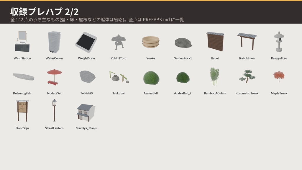 【VRChat・Unity対応】温泉旅館3Dアセットパック|露天風呂・檜風呂・和室・囲炉裏・日本庭園・温泉街/揺れる湯・湯気・灯りのシェーダ付き【プレハブ142点】