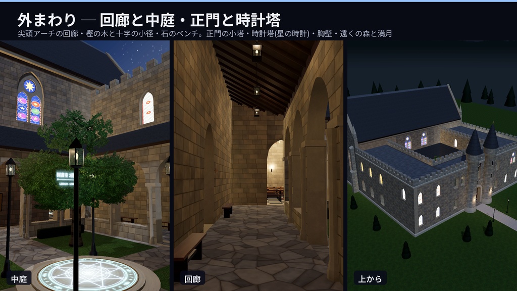 魔法学院 3Dアセット|王立ルーメンヴァルト魔法学院|杖で魔法・大釜で調合・魔法陣でワープ|大広間+魔法薬学室+図書室+回廊と中庭・2階建て【VRChat(PC・Android)・Unity対応】