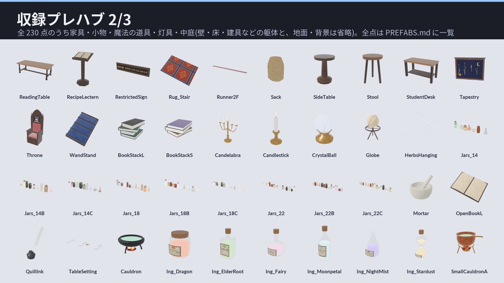 魔法学院 3Dアセット|王立ルーメンヴァルト魔法学院|杖で魔法・大釜で調合・魔法陣でワープ|大広間+魔法薬学室+図書室+回廊と中庭・2階建て【VRChat(PC・Android)・Unity対応】