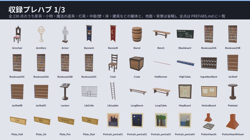 魔法学院 3Dアセット|王立ルーメンヴァルト魔法学院|杖で魔法・大釜で調合・魔法陣でワープ|大広間+魔法薬学室+図書室+回廊と中庭・2階建て【VRChat(PC・Android)・Unity対応】