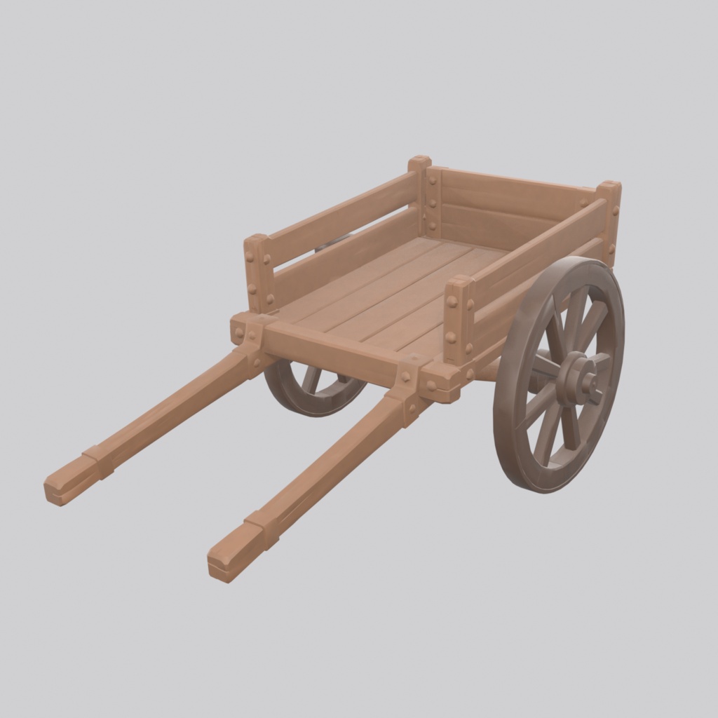中世の木製カート | Medieval Wooden Cart — HD & Low-Poly