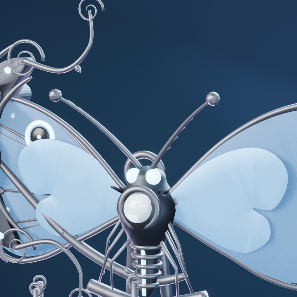 【3Dモデル】青燐蛾・月影 髪飾り / Witchlight Moth & Crescent Hair Ornament(2カラー・HD+軽量版)