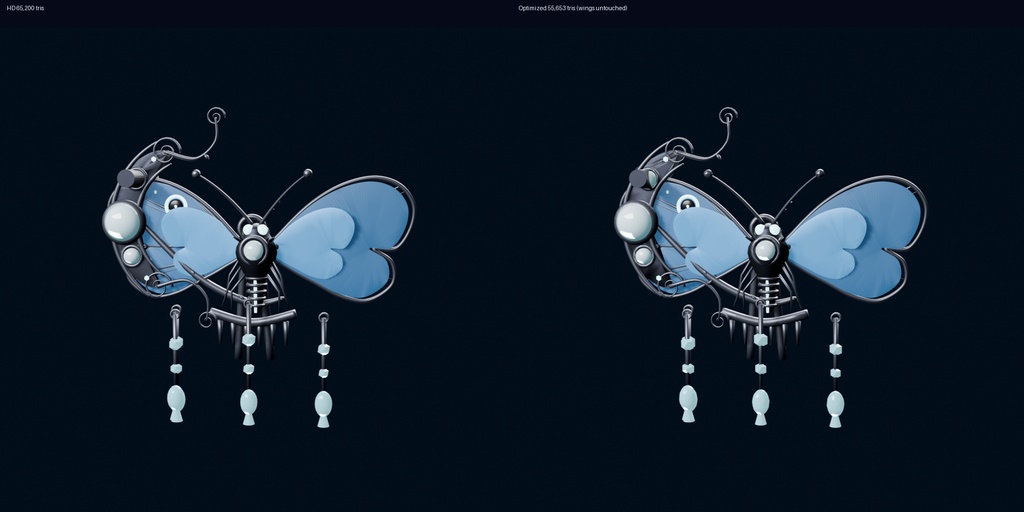 【3Dモデル】青燐蛾・月影 髪飾り / Witchlight Moth & Crescent Hair Ornament(2カラー・HD+軽量版)