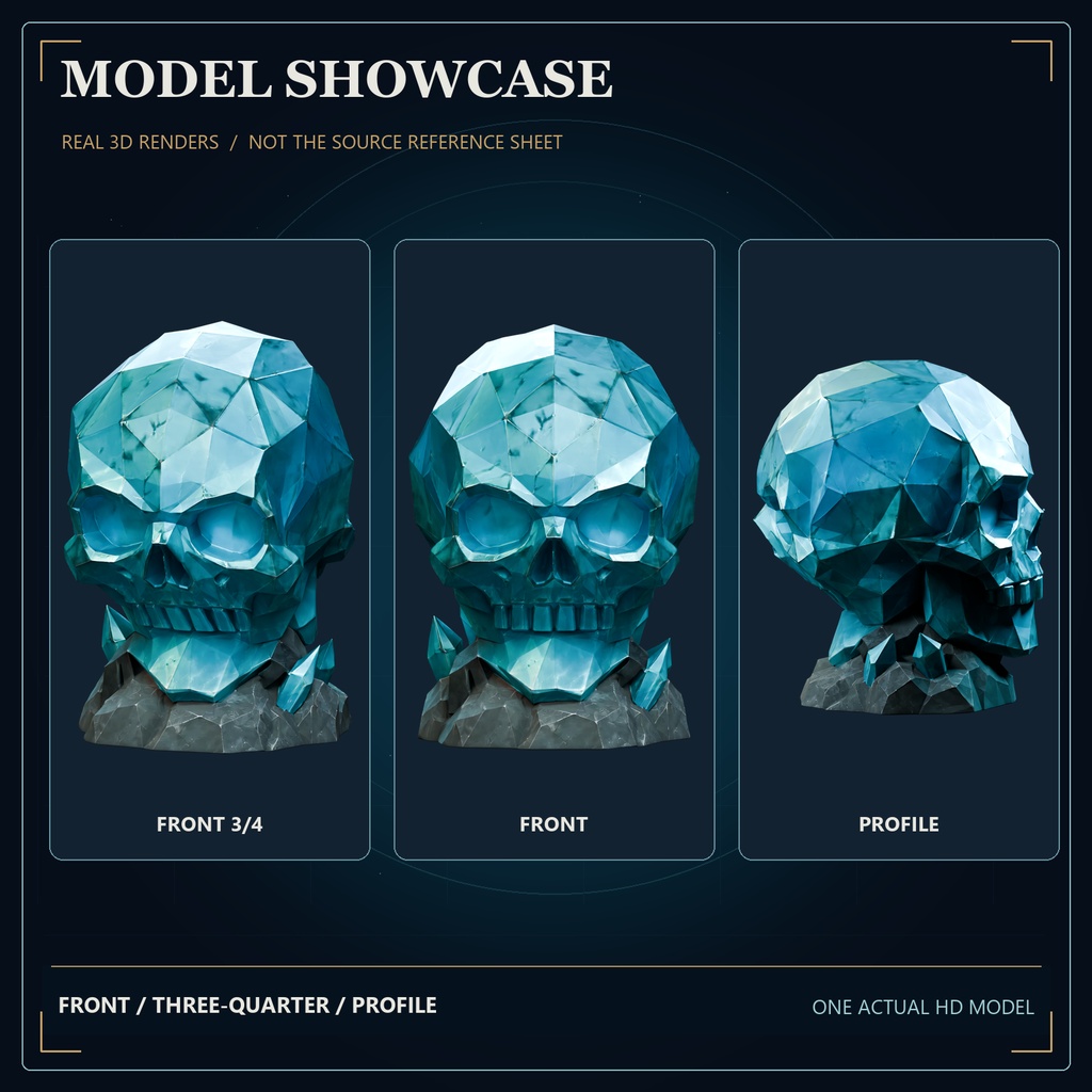 クリスタルスカル | Stylized Fantasy Crystal Skull - HD & Low-Poly