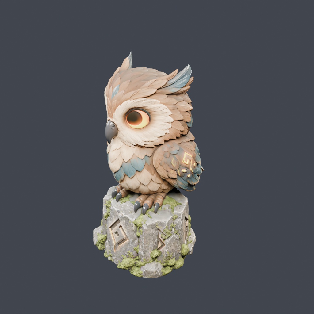 フクロウの使い魔 | Stylized Fantasy Owl Familiar - HD & Low-Poly