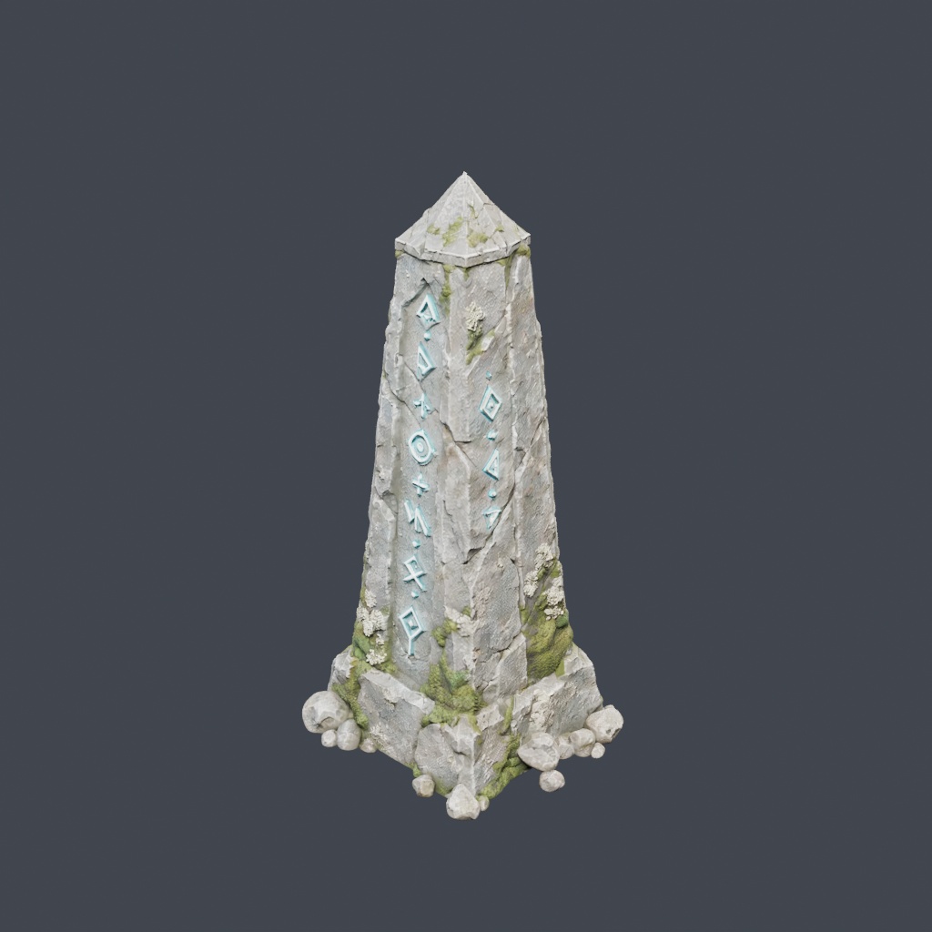 古代のルーン石碑 | Stylized Ancient Runic Obelisk - HD & Low-Poly