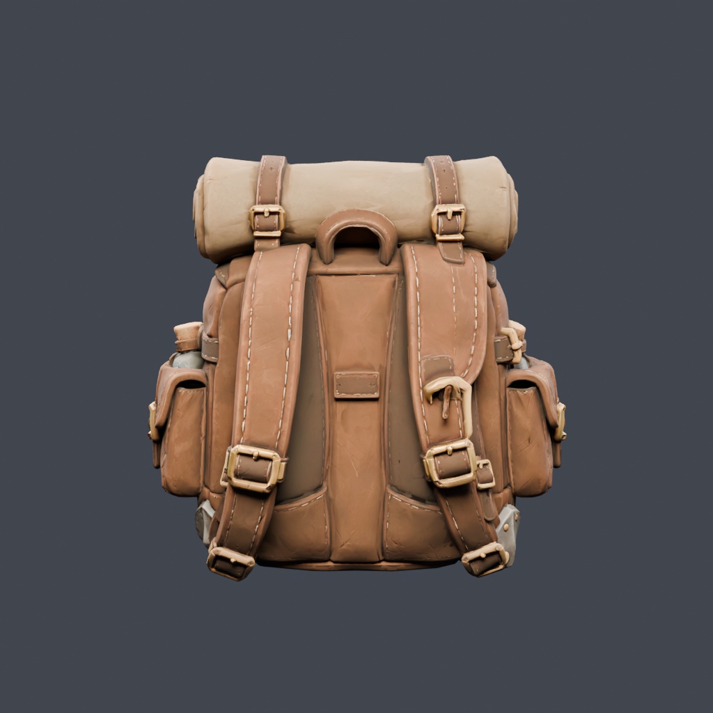 冒険者のバックパック | Stylized Adventurer's Backpack - HD & Low-Poly