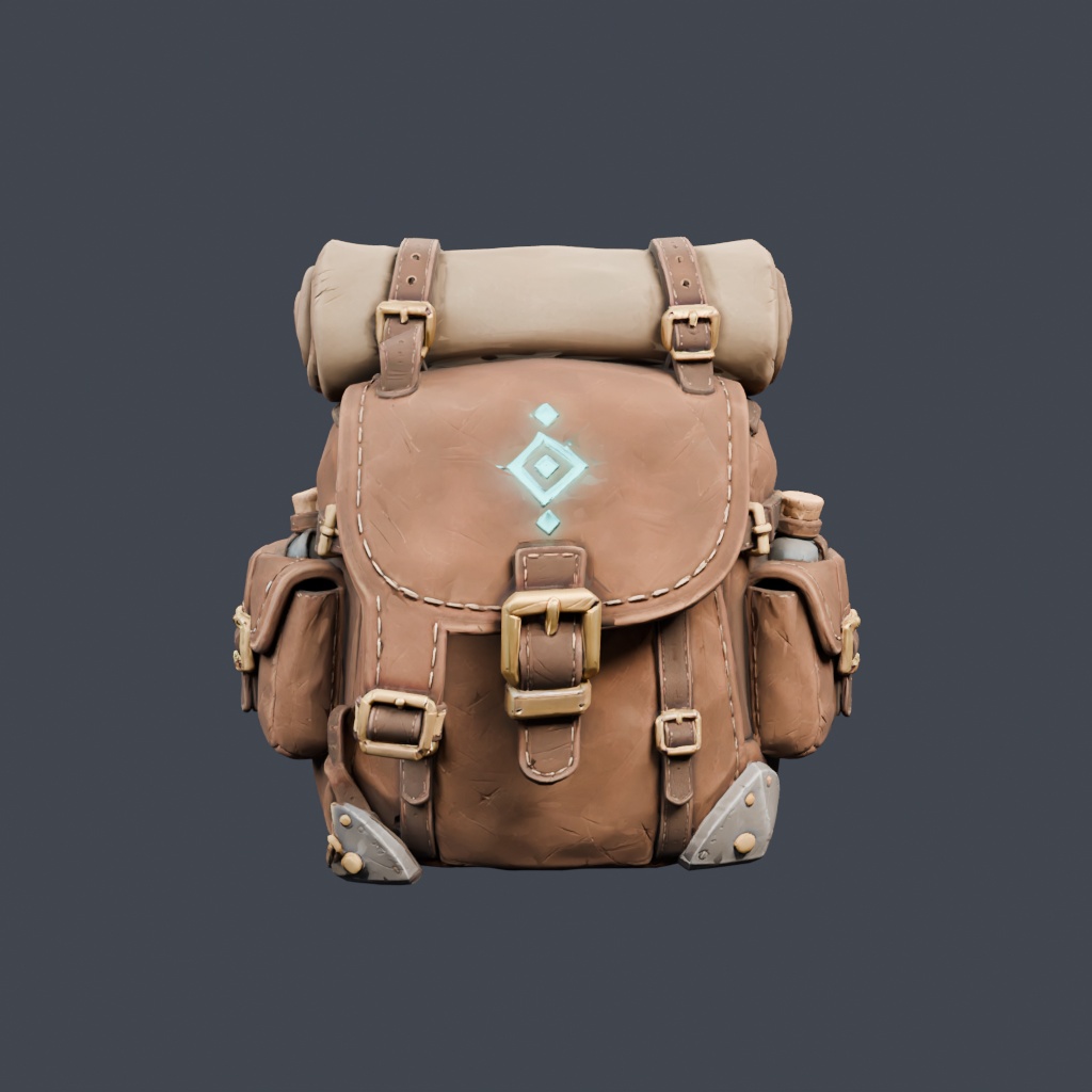 冒険者のバックパック | Stylized Adventurer's Backpack - HD & Low-Poly