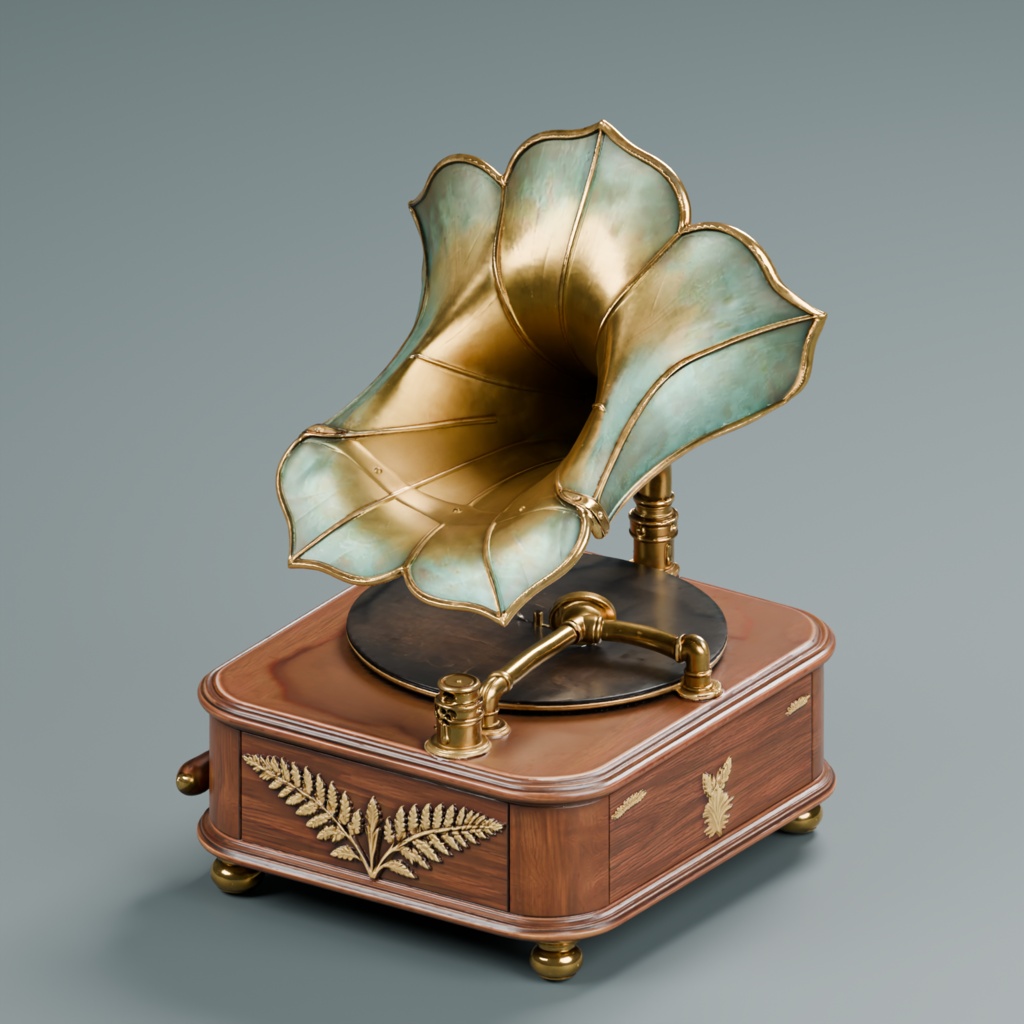 Fernsong 蕨歌|植物モチーフの蓄音機 3Dモデル