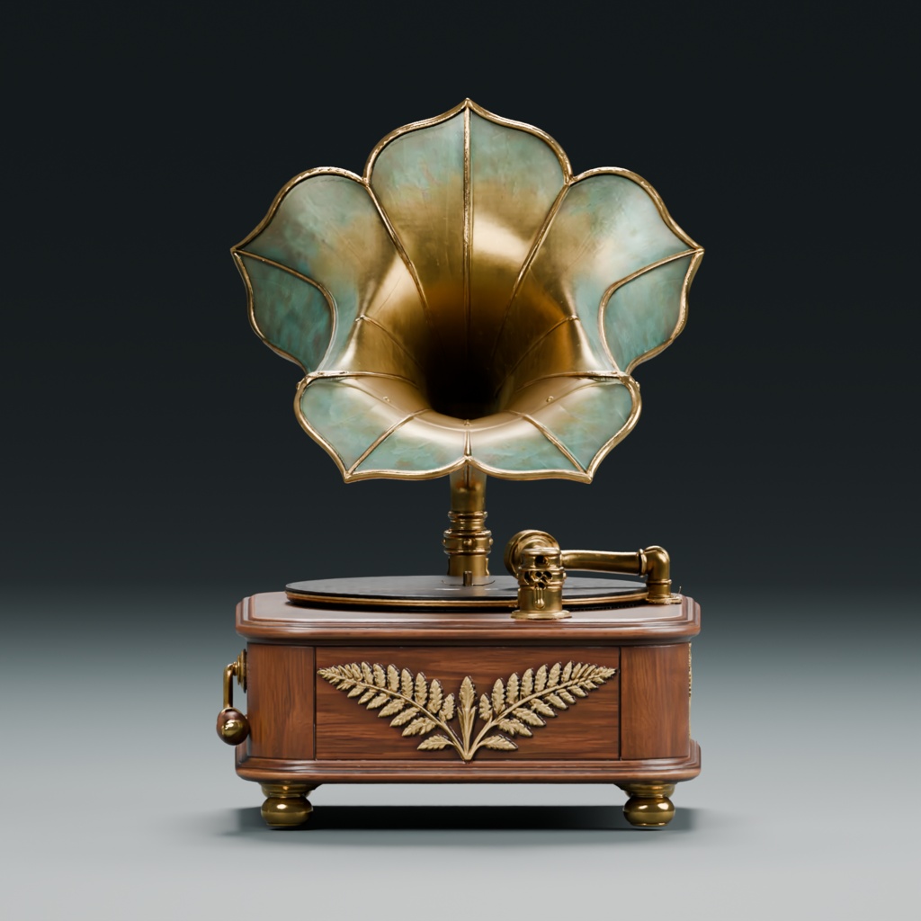Fernsong 蕨歌|植物モチーフの蓄音機 3Dモデル