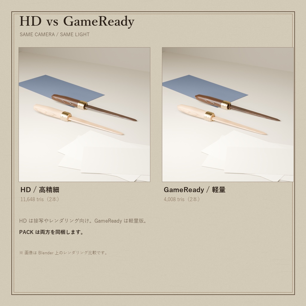 木のペーパーナイフ(3Dモデル)