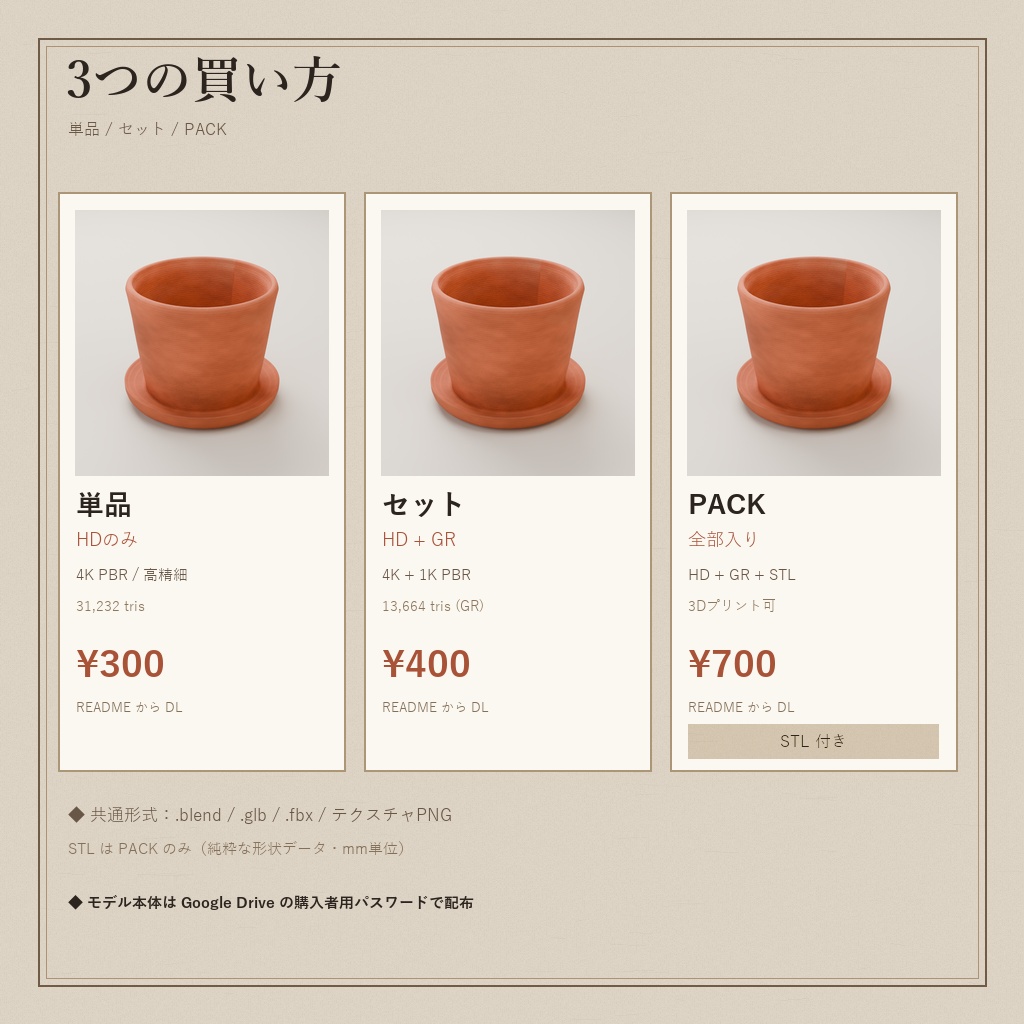 テラコッタ植木鉢(3Dモデル)