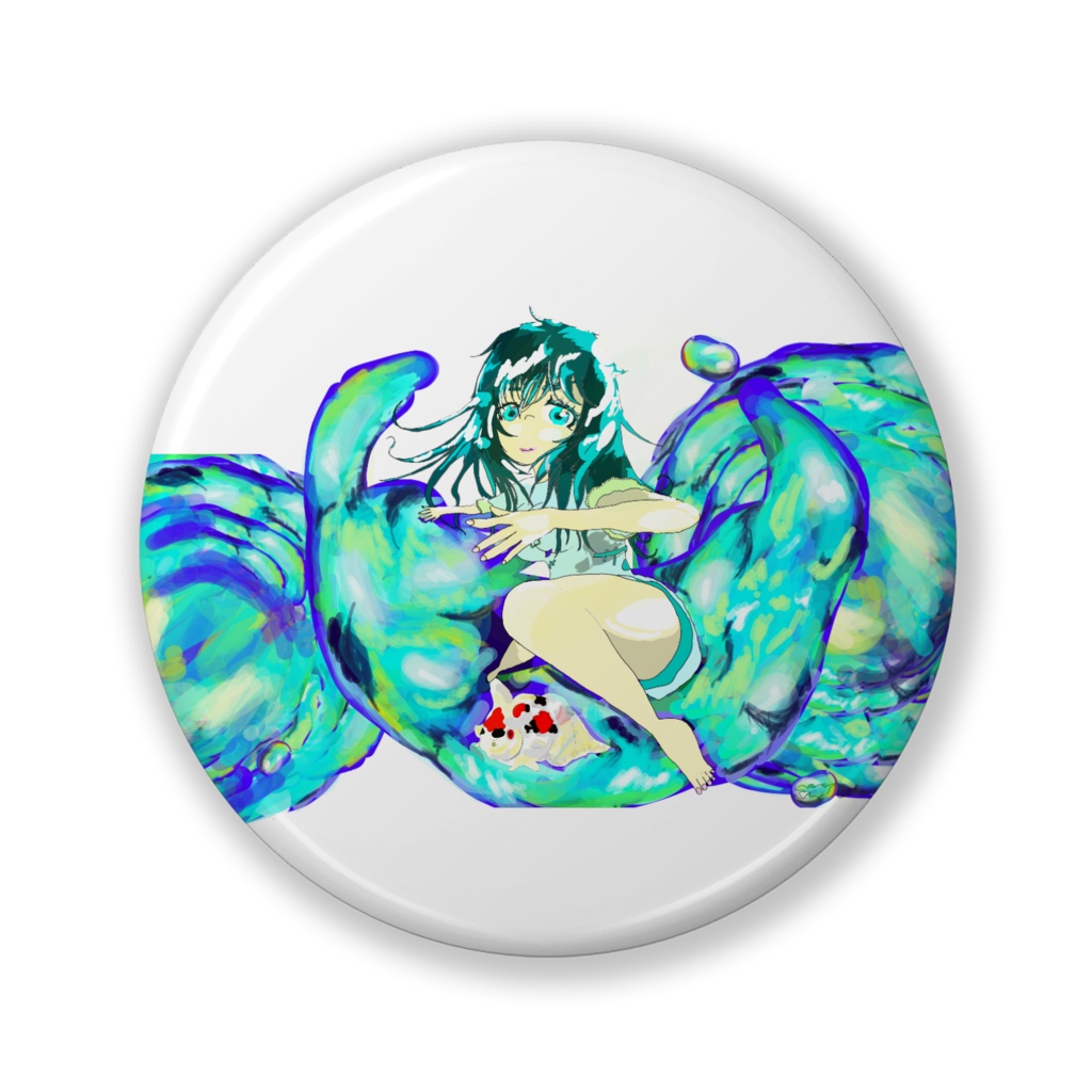 水を感じて2　缶バッジ