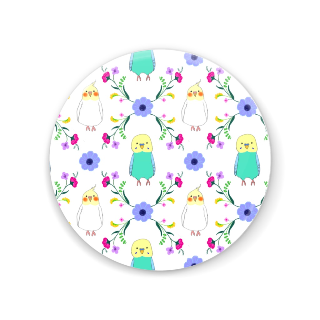 オカメとセキセイ缶ミラー