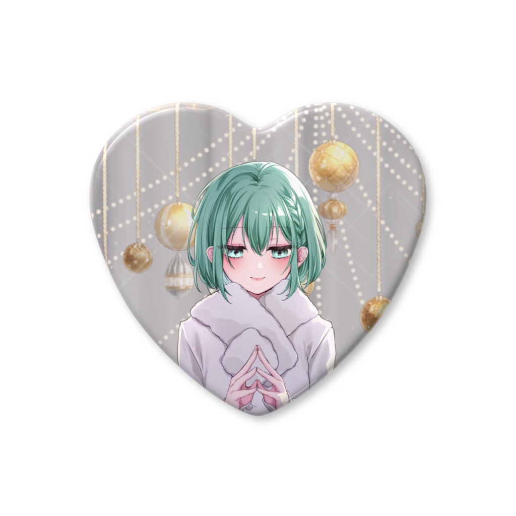 クリスマスハート型缶バッチ/REI☘️