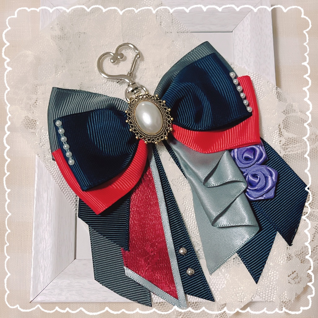 衣装モチーフリボンチャーム(ネイビー×レッド×グレー)