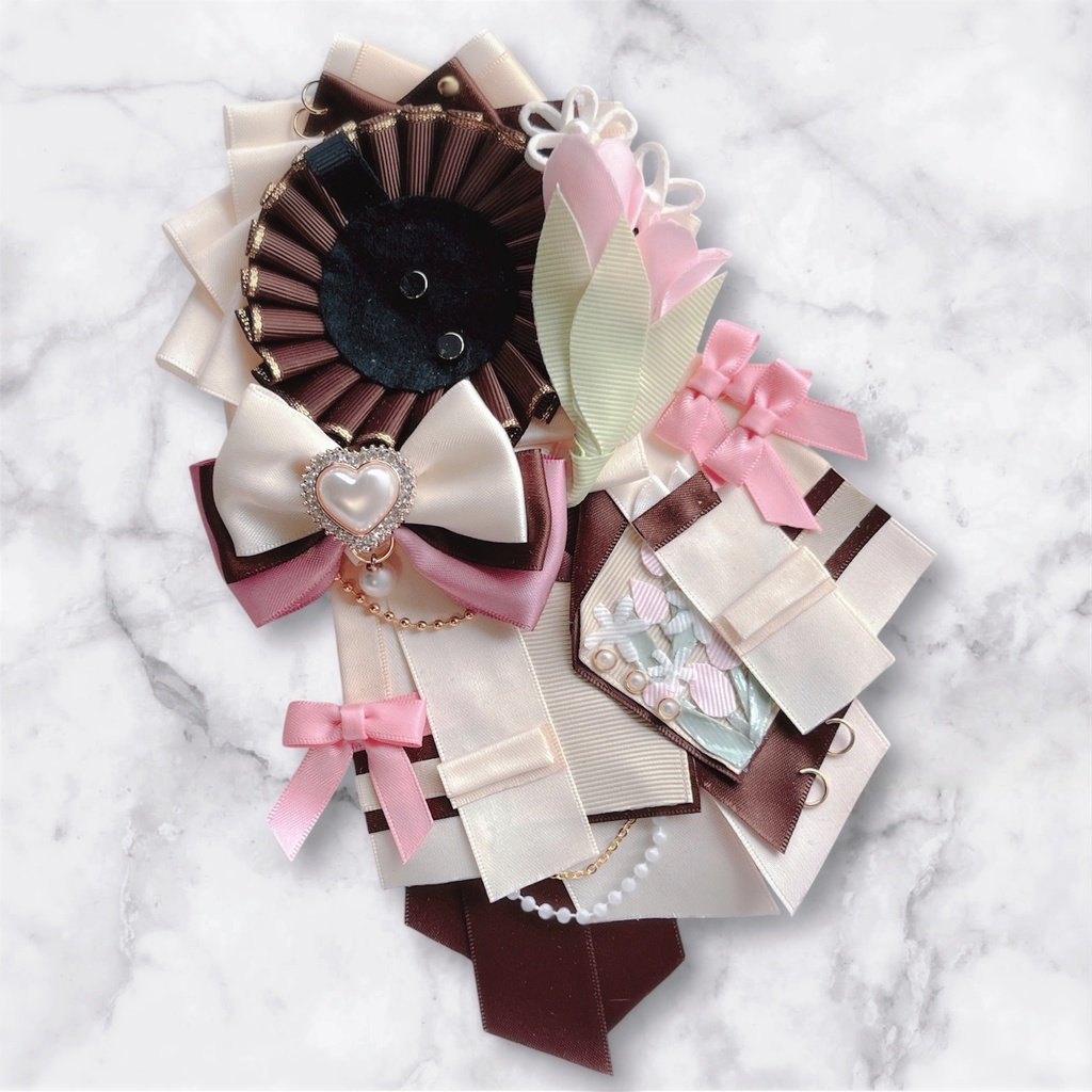 衣装イメージロゼット (ブラウン×クリーム×ピンク)