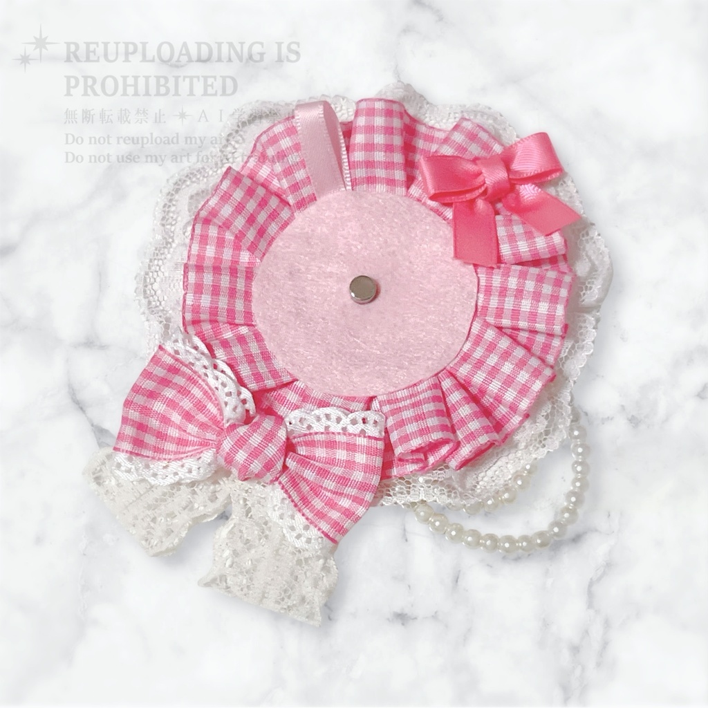 チェックリボンミニロゼット pink / blue