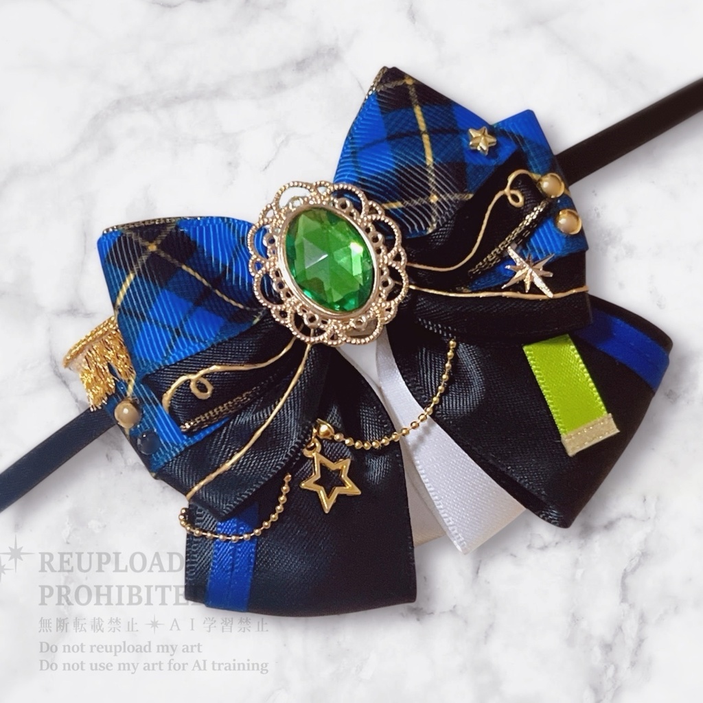 【12/4(木)22:00〜頒布予定】衣装モチーフぬいぐるみリボン ブラック×ブルー / レッド(4種)