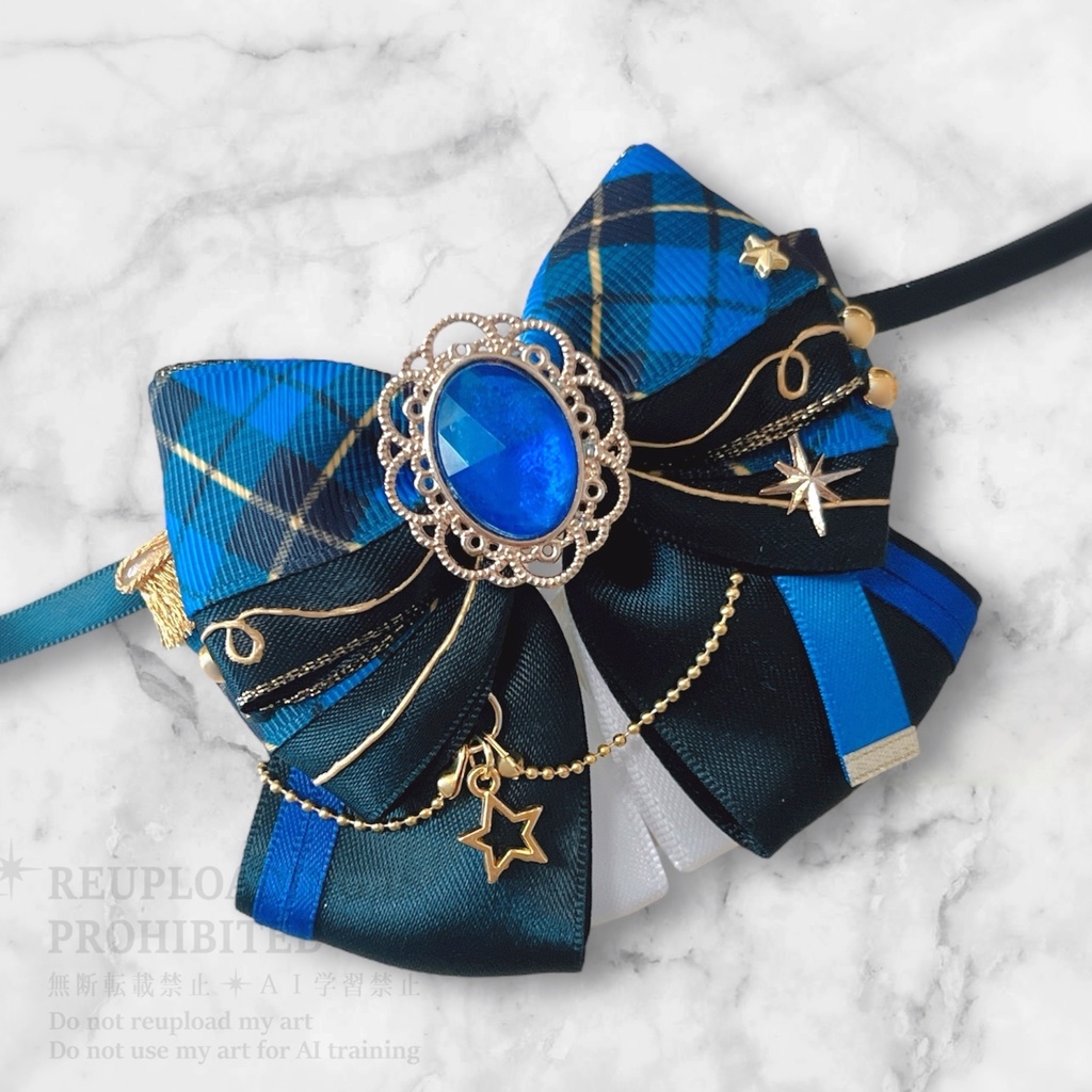 【12/4(木)22:00〜頒布予定】衣装モチーフぬいぐるみリボン ブラック×ブルー / レッド(4種)