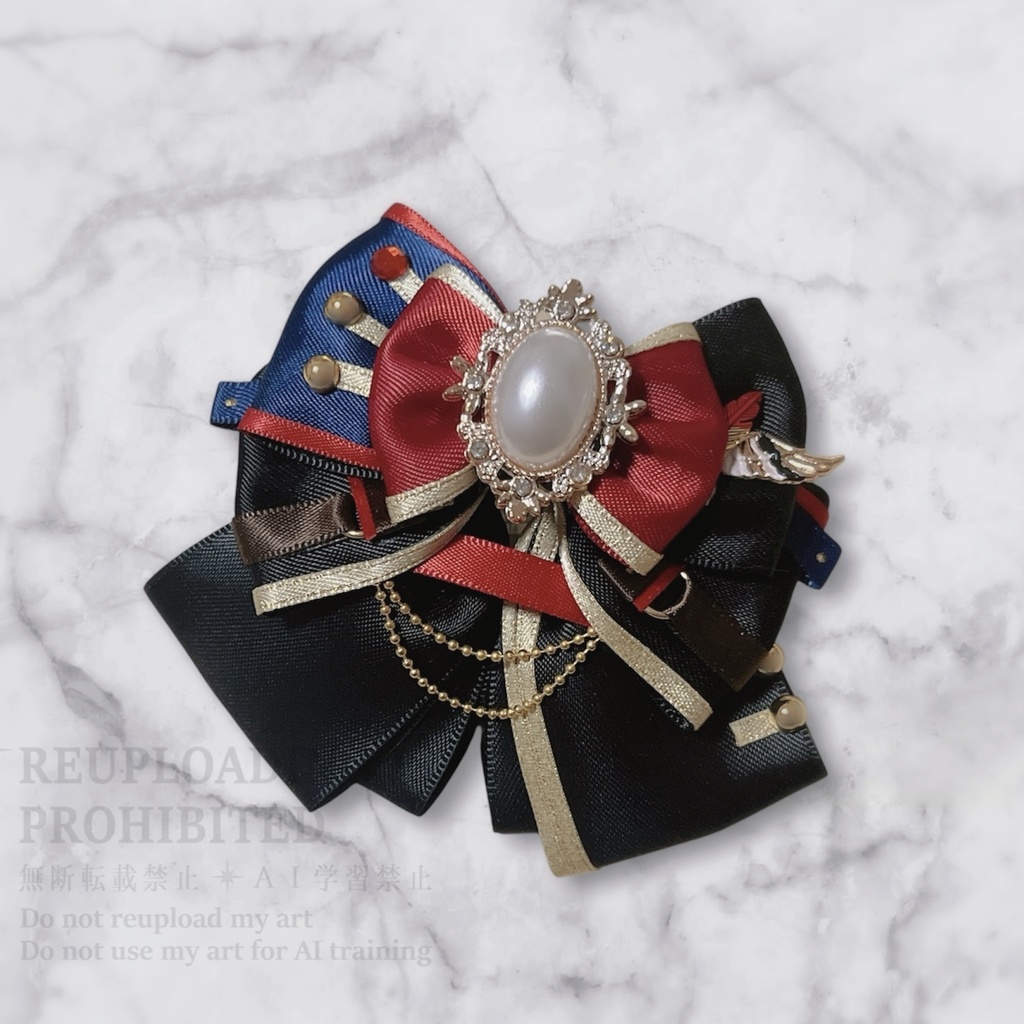 衣装モチーフぬいぐるみリボン ブラック×レッド×ゴールド (4種)