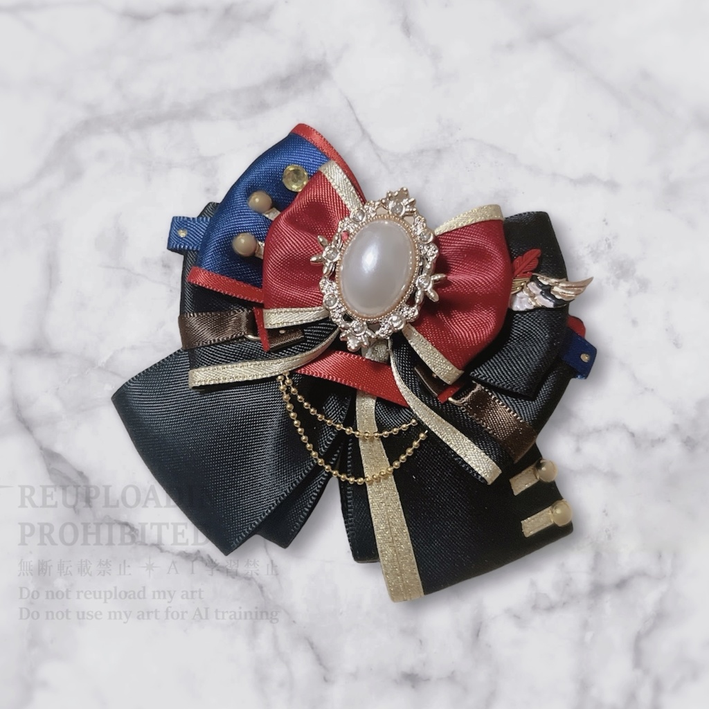 衣装モチーフぬいぐるみリボン ブラック×レッド×ゴールド (4種)