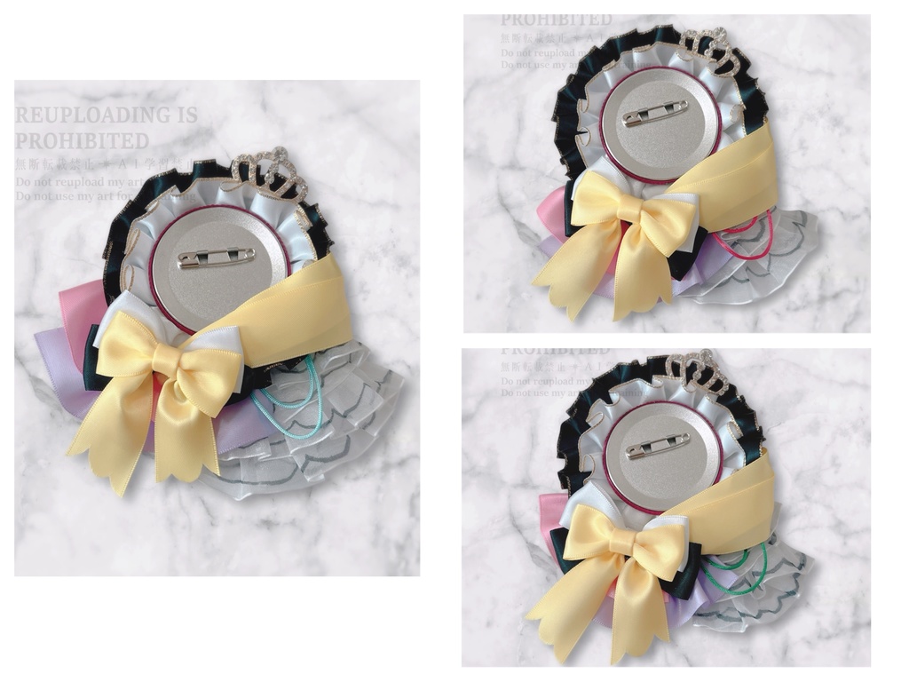 衣装モチーフロゼット ブラック×ホワイト×イエロー (3種)