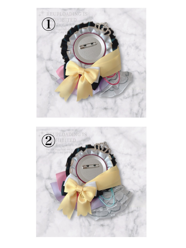 衣装モチーフロゼット ブラック×ホワイト×イエロー (2種)