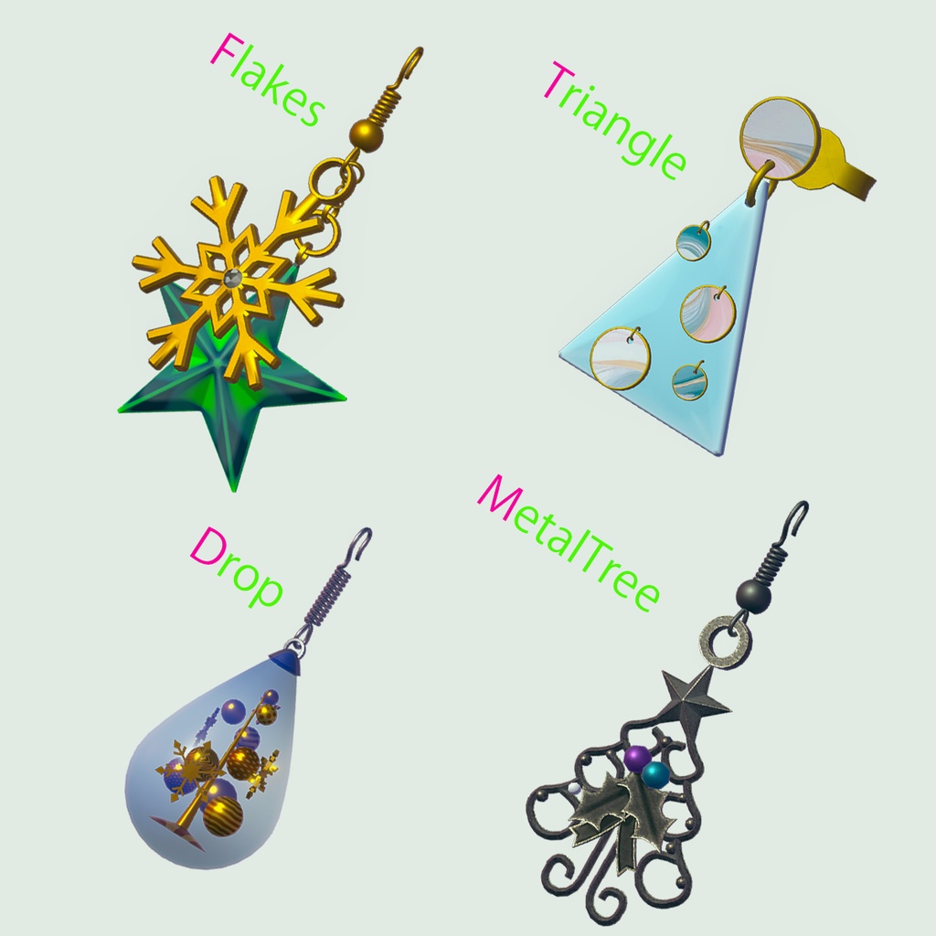 【3Dモデル】冬を感じるアクセサリー【イヤリング】