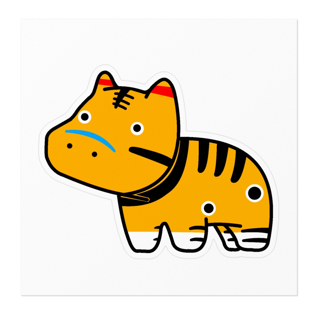 張子の虎さんのコスプレをしてしまった赤べこさんステッカー