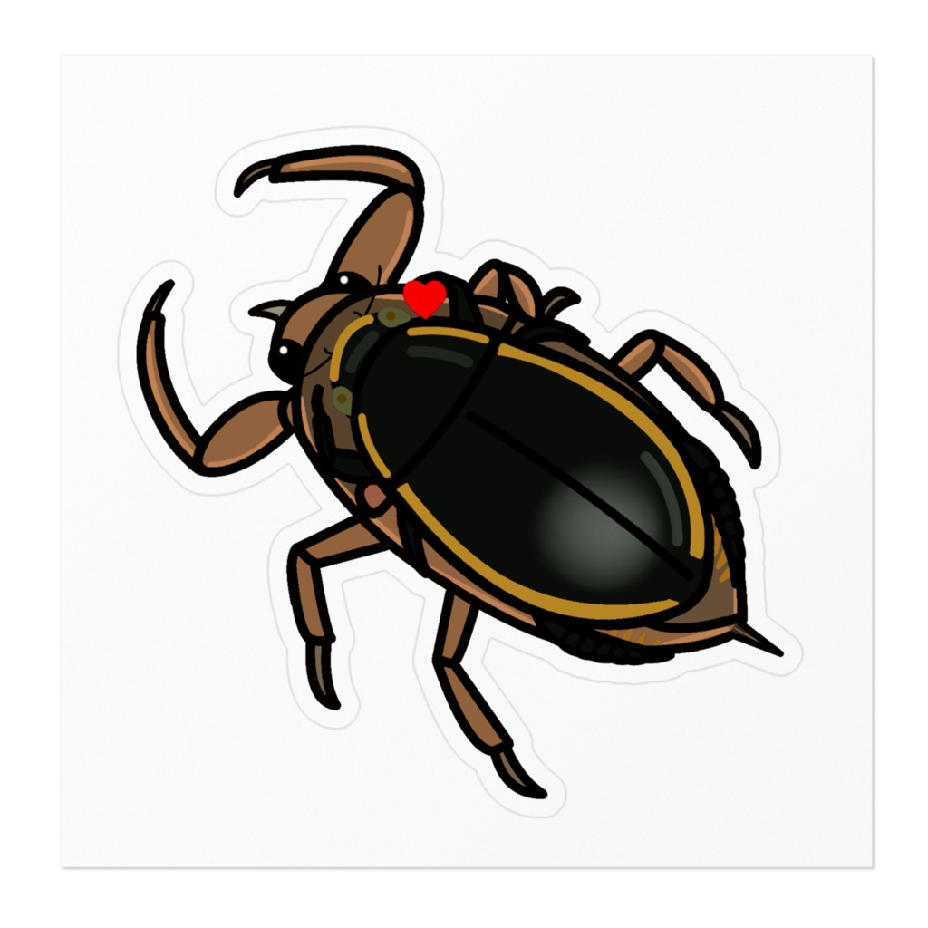 ゲンゴロウさんと仲良くなってしまったタガメさんステッカー